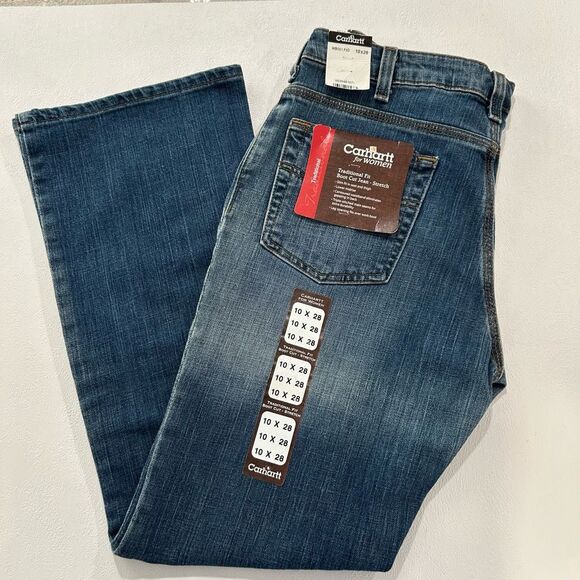 Carhartt Women’s Traditional Fit Bootcut Jeans Size 10 x 28 – Stretch Denim Work - Picture 1 of 6